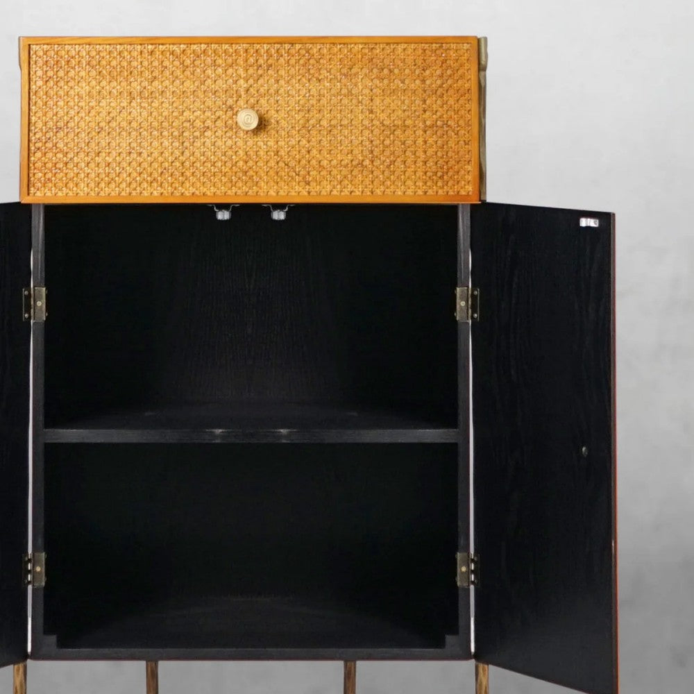 Thades Metal Frame Rattan Side Cabinet-3