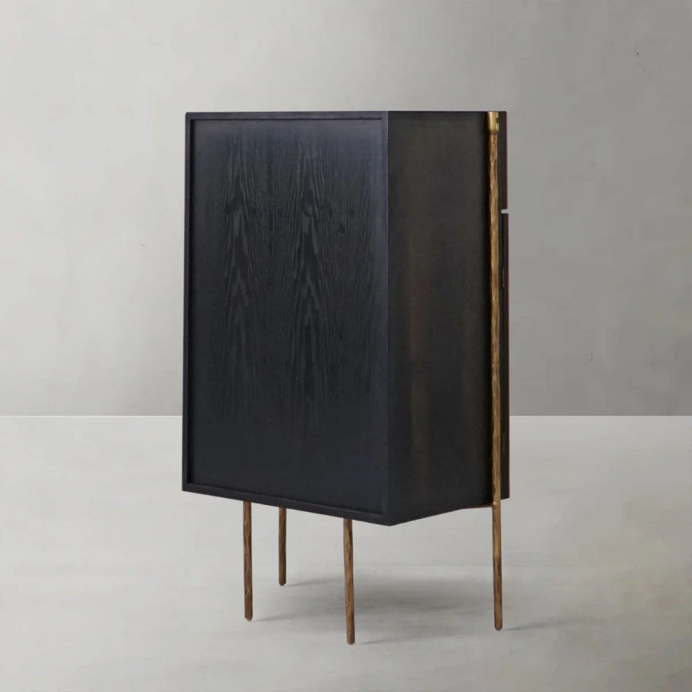 Thades Metal Frame Rattan Side Cabinet-3
