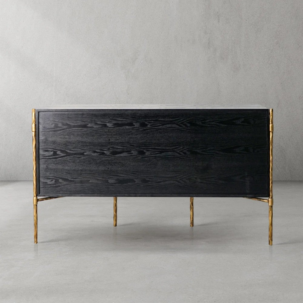 Thades Metal Frame Rattan Side Cabinet
