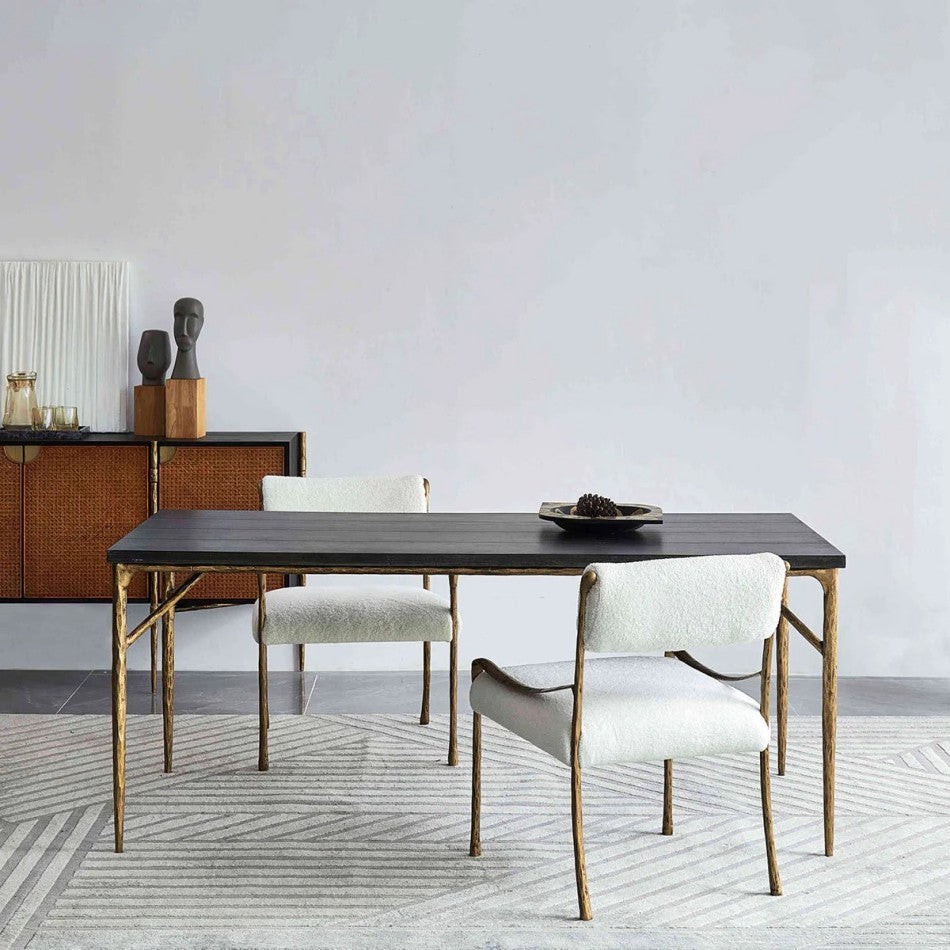 Thades Retro Copper Iron Frame Armless Dining Chair