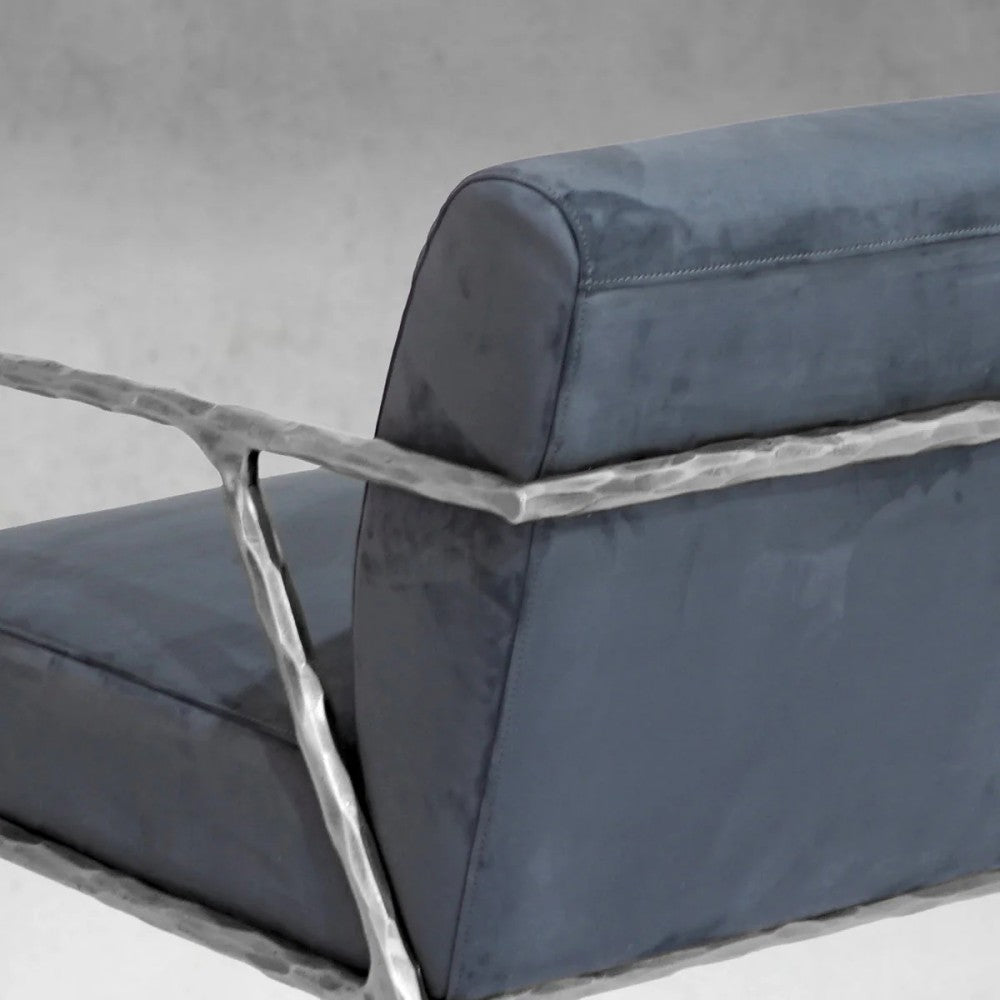 Thades Retro Silver Iron Frame Track Armchair