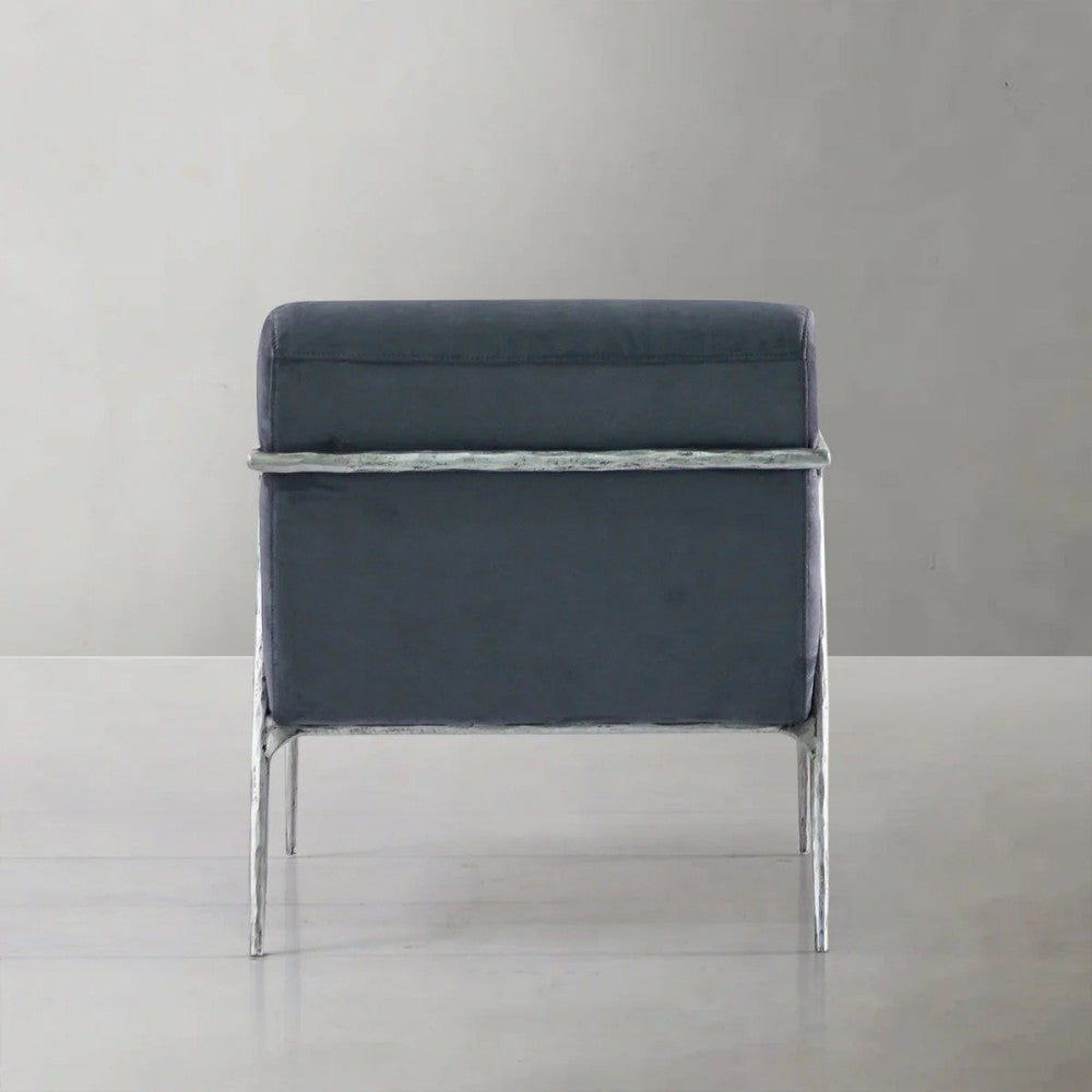 Thades Retro Silver Iron Frame Track Armchair