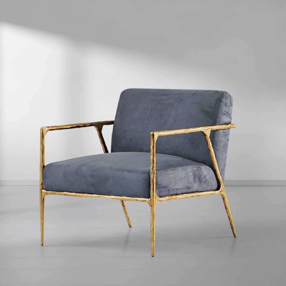 Thades Retro Silver Iron Frame Track Armchair