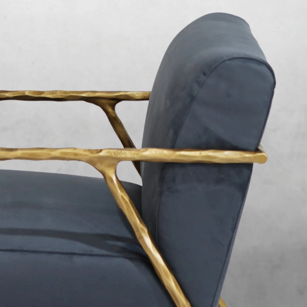 Thades Retro Silver Iron Frame Track Armchair