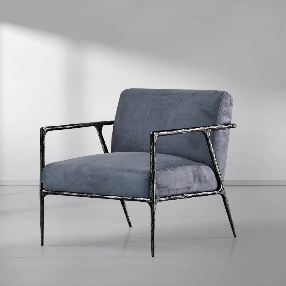 Thades Retro Silver Iron Frame Track Armchair
