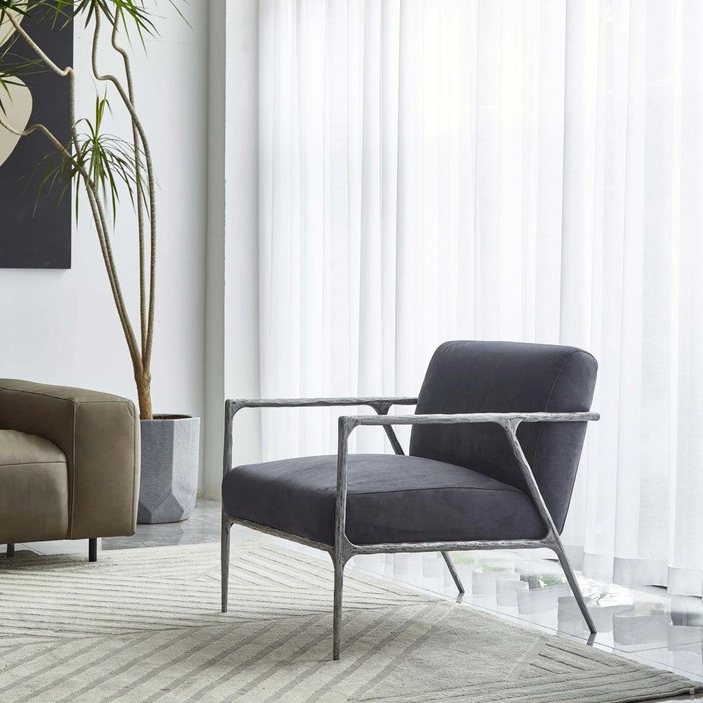Thades Retro Silver Iron Frame Track Armchair