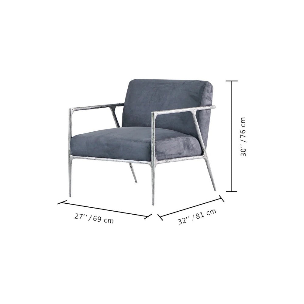 Thades Retro Silver Iron Frame Track Armchair