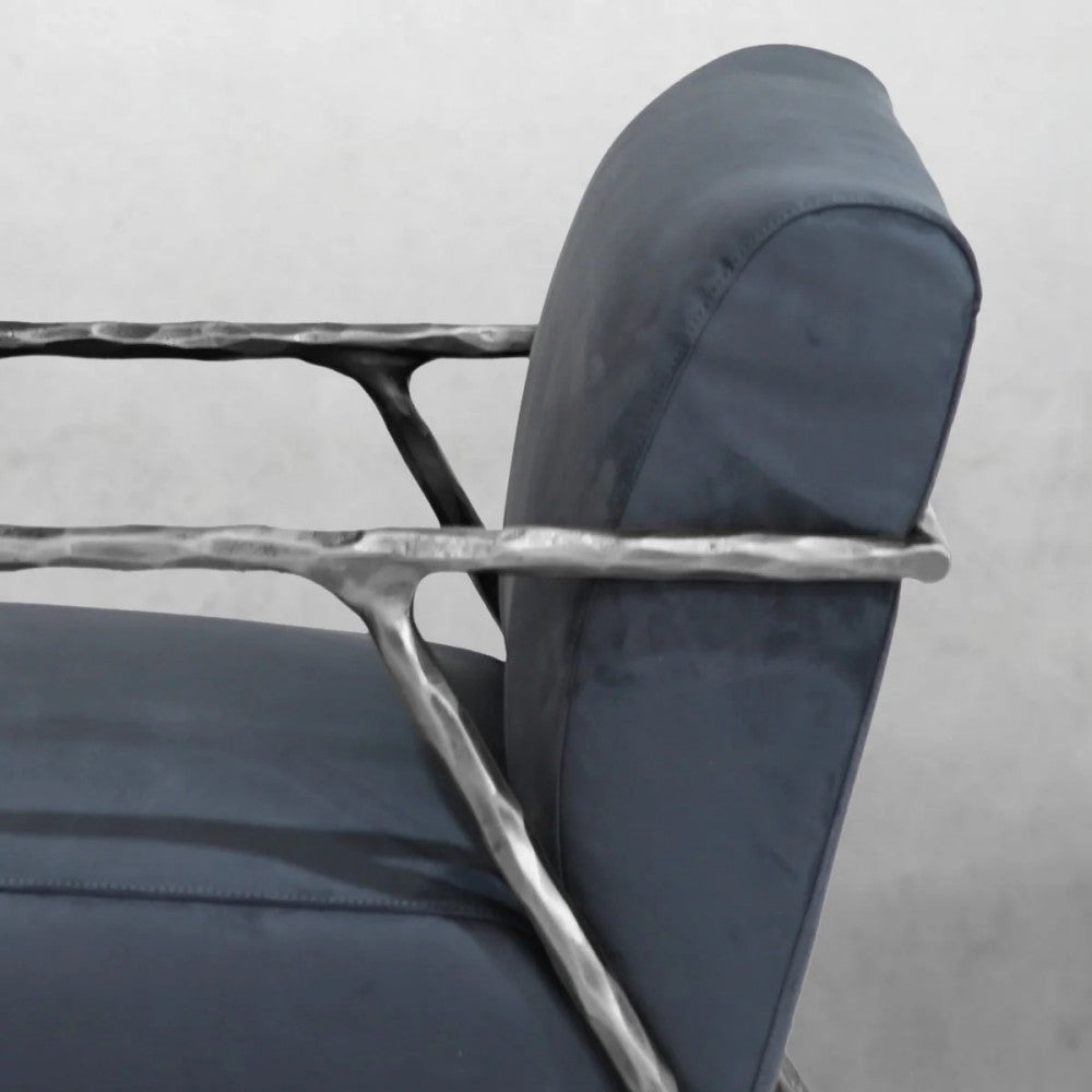 Thades Retro Silver Iron Frame Track Armchair