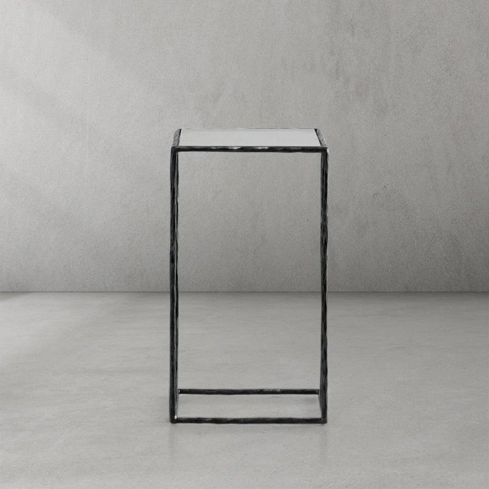 Thades Tempered Glass C-Shaped Side Table