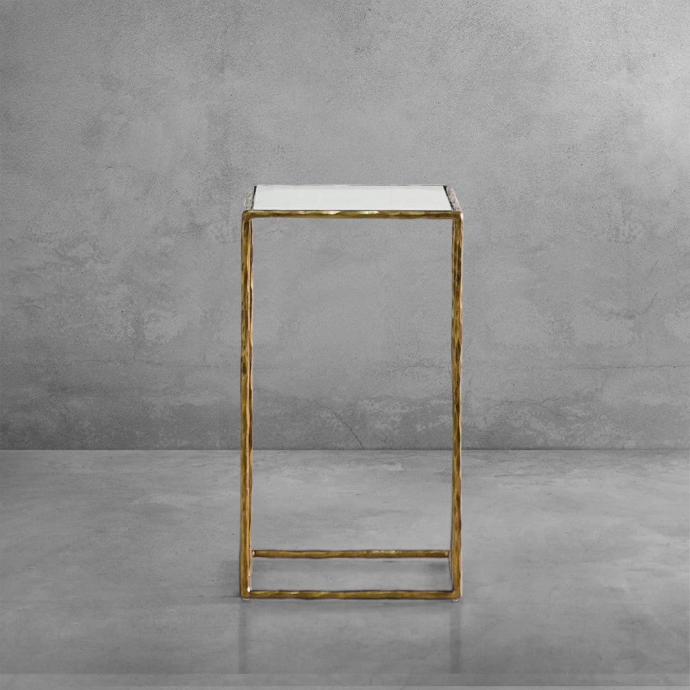 Thades Tempered Glass C-Shaped Side Table
