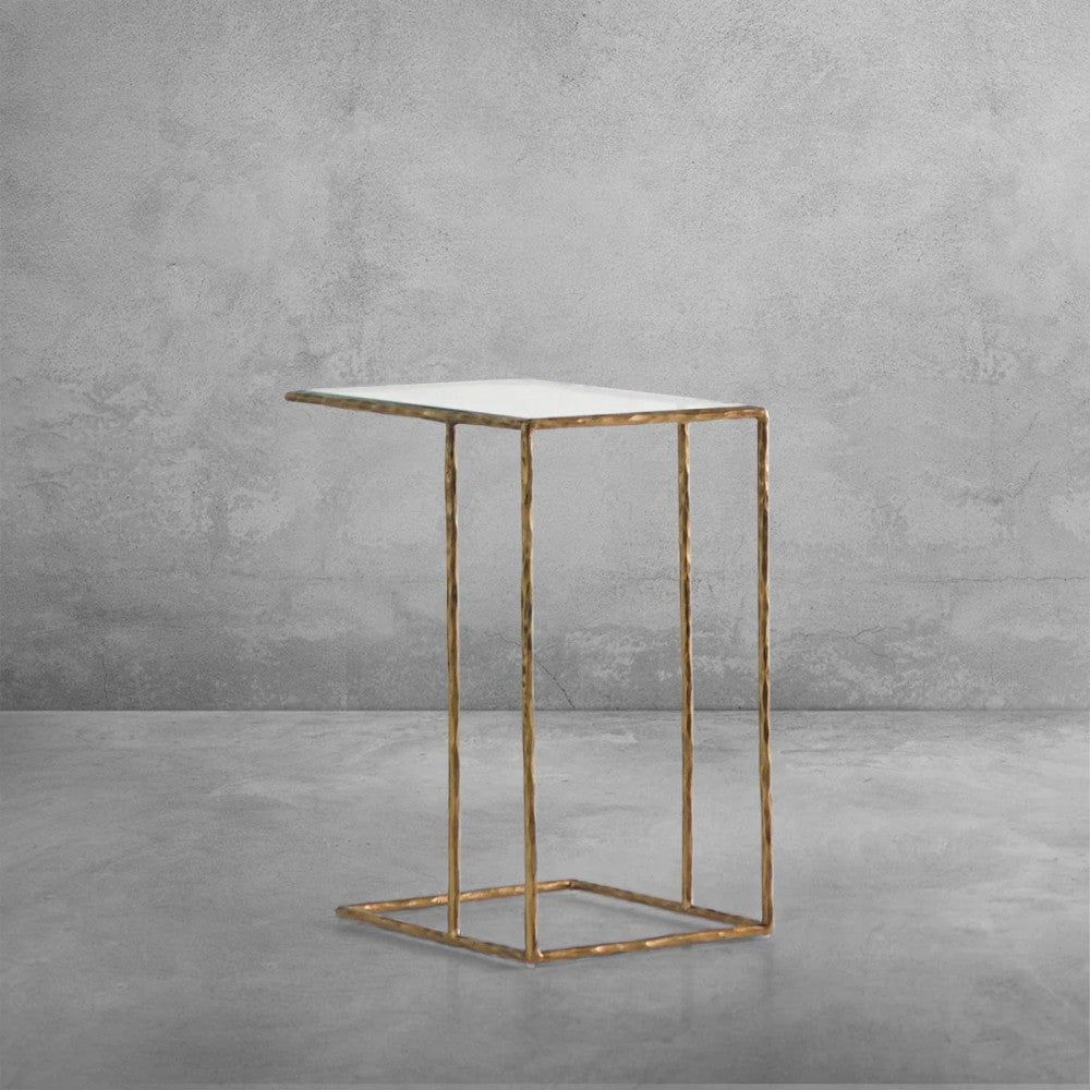 Thades Tempered Glass C-Shaped Side Table