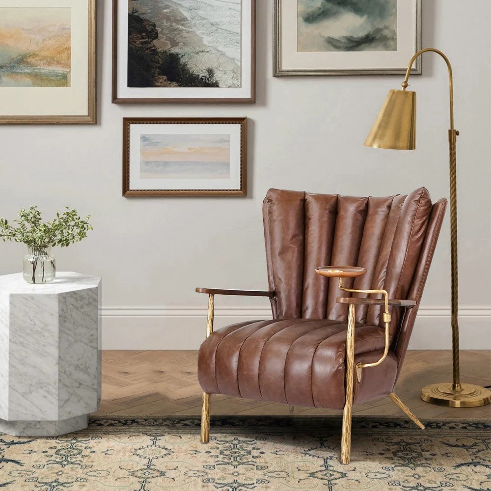 Thades Vintage Leather Armchair Cigar Chair