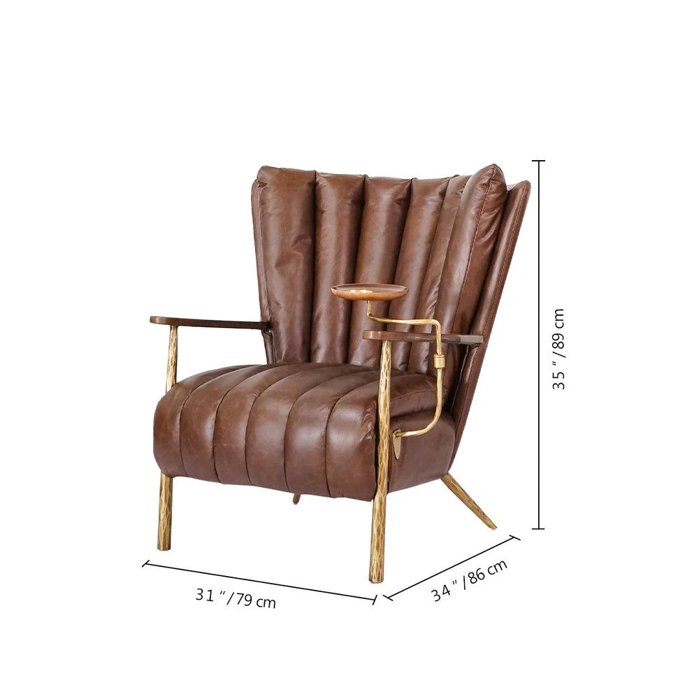 Thades Vintage Leather Armchair Cigar Chair