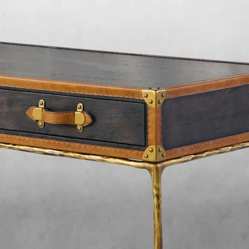 Thades Vintage Leather Square Coffee Table
