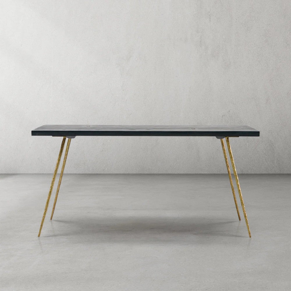Thades Vintage Style Metal Frame Dining Table